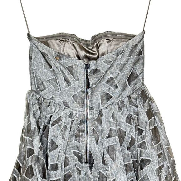 Alice + Olivia Kristin Gray Strapless Tube Mini Cocktail Dress Wool Silk Blend - Picture 6 of 11